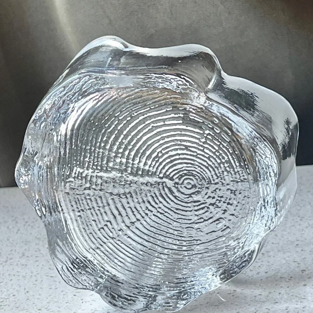 Skruf Crystal Bengt Edenfalk Tree Trunk Trinket Dish MCM Woodstock Coll. Sweden